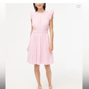 🌸 J. Crew Flutter Ruffle Sleeve Smocked Fit n Flare Dress large